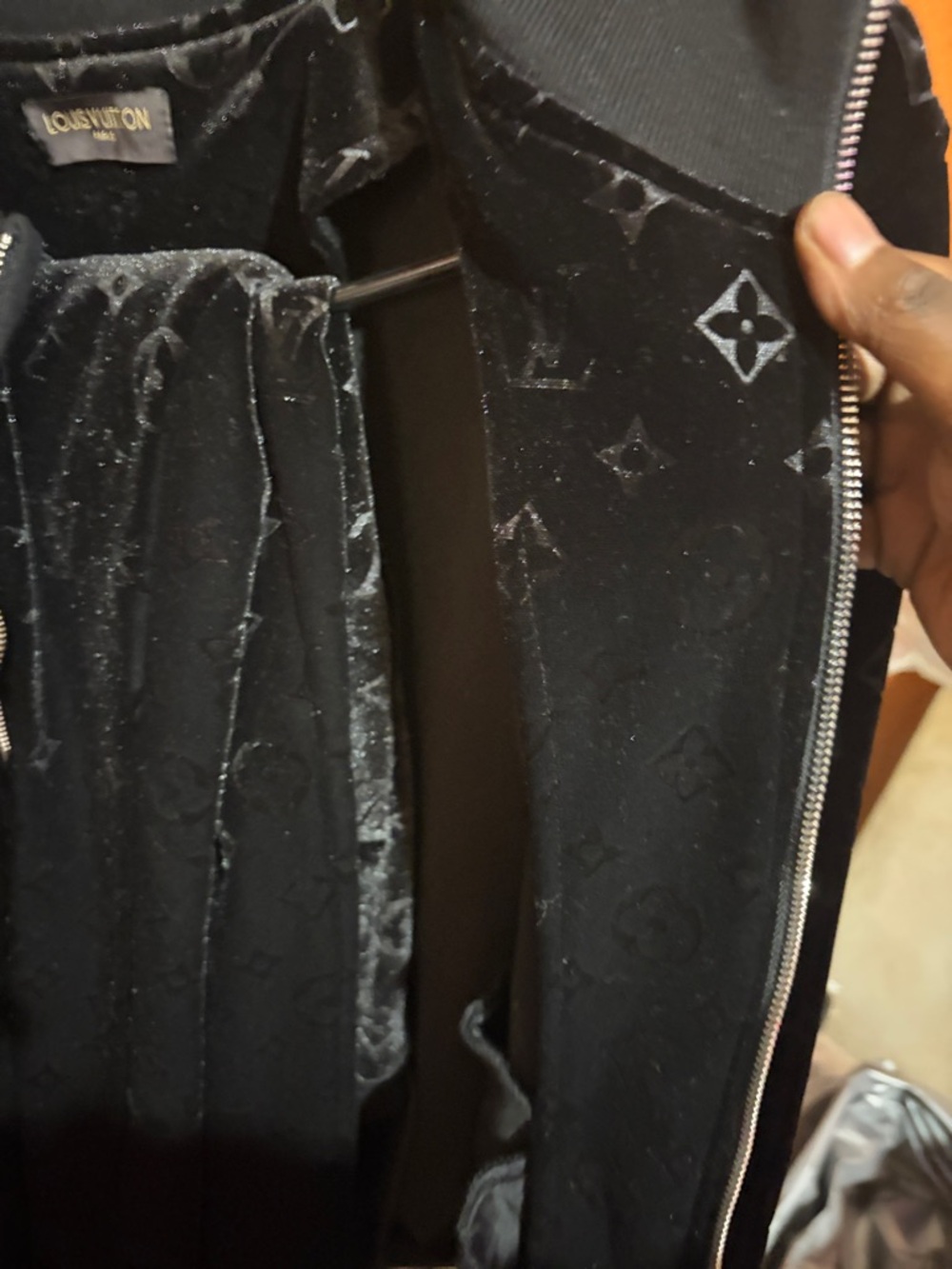 Louis Vuitton Black Velvet Monogram Zip Jacket with pants - Picture 3 of 13